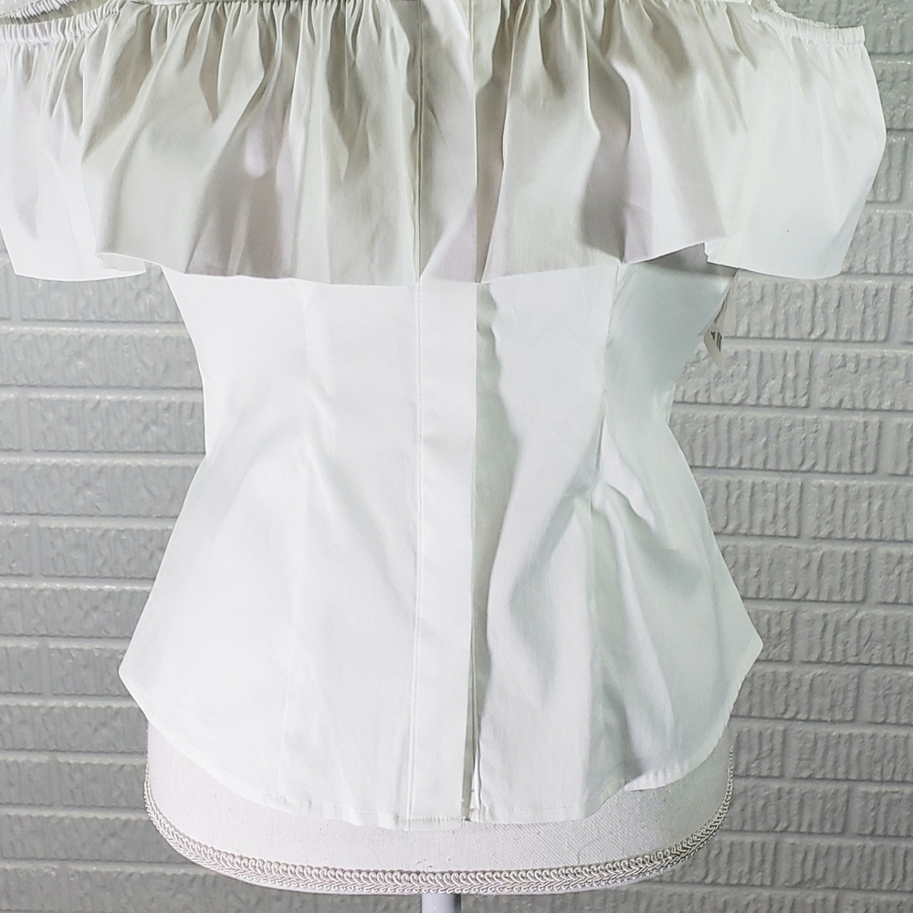 Bar III Blouse Cold Shoulder White - Picture 3 of 8